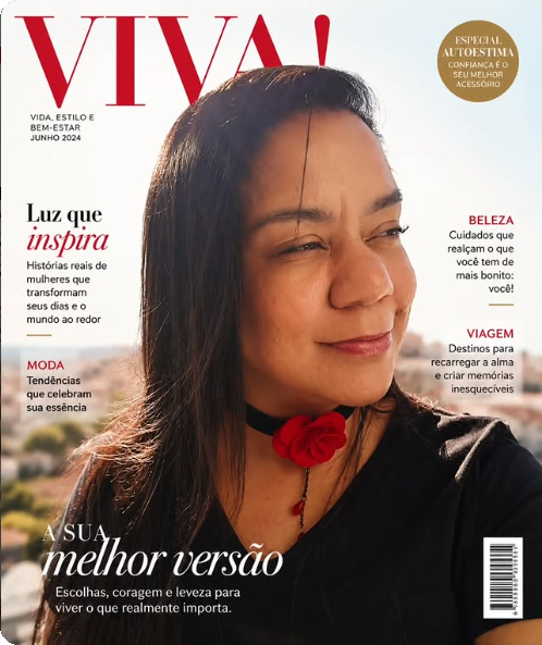Capa criativa fictícia com Ana Lopes, gerada por IA para as redes sociais